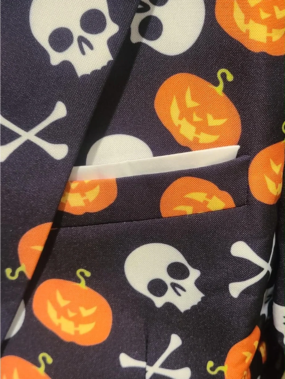 Black Blazer with Orange Pumpkin Print